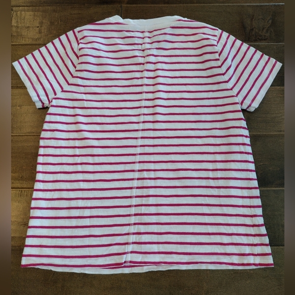 J.CREW Women's Girlfriend white pink striped short-sleeve T-shirt Tee XL - Picture 2 of 7